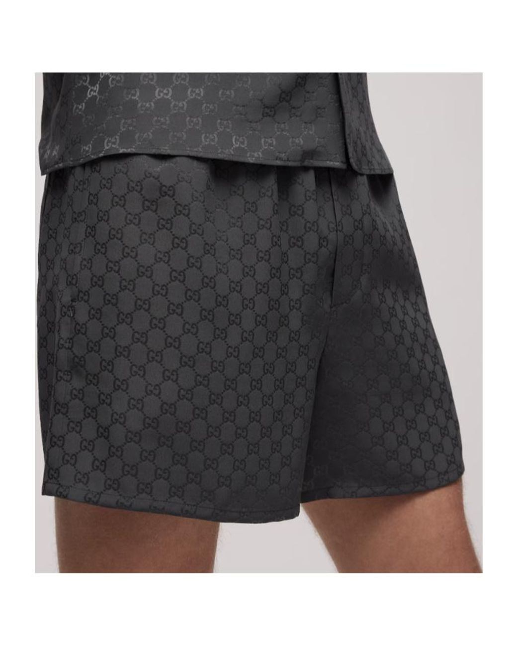 Gucci Gray Gg Silk Jacquard Shorts for men