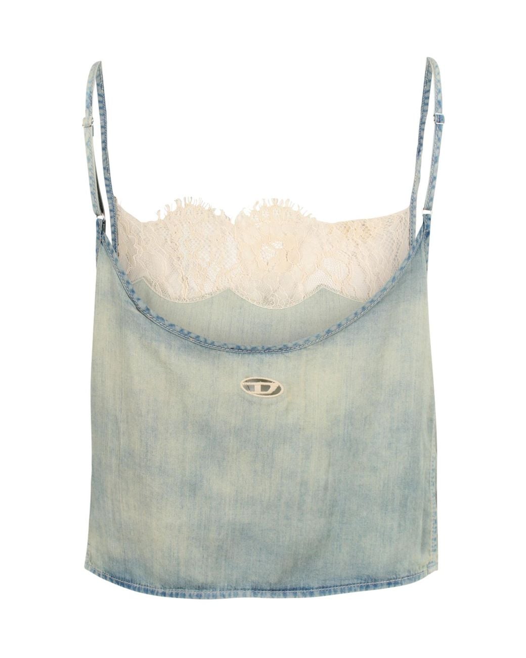 DIESEL Multicolor De-Mery- Lace-Trim Denim Top
