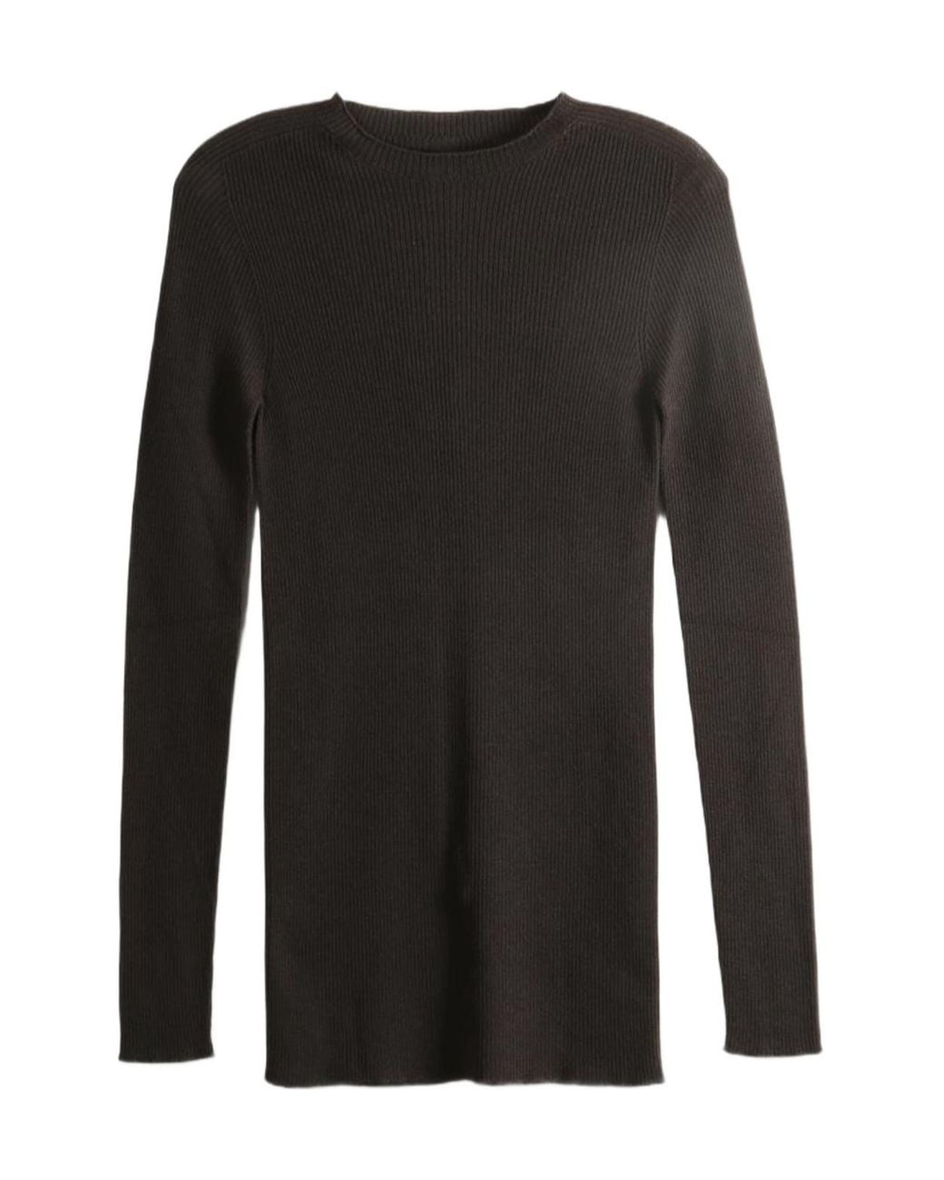 Rick Owens Black Ribbed-Knit Long-Line Sweater for men