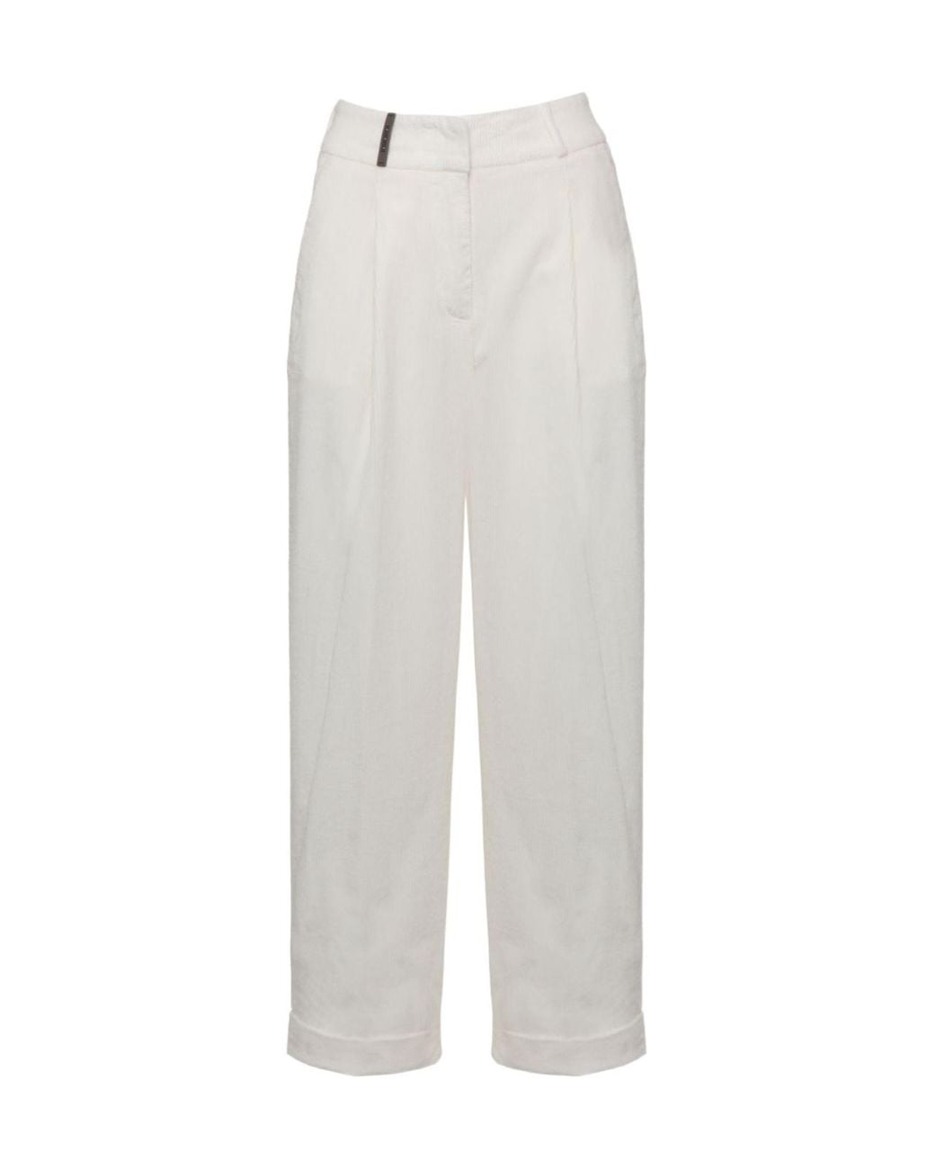 Peserico White Cropped Wide-Leg Pants