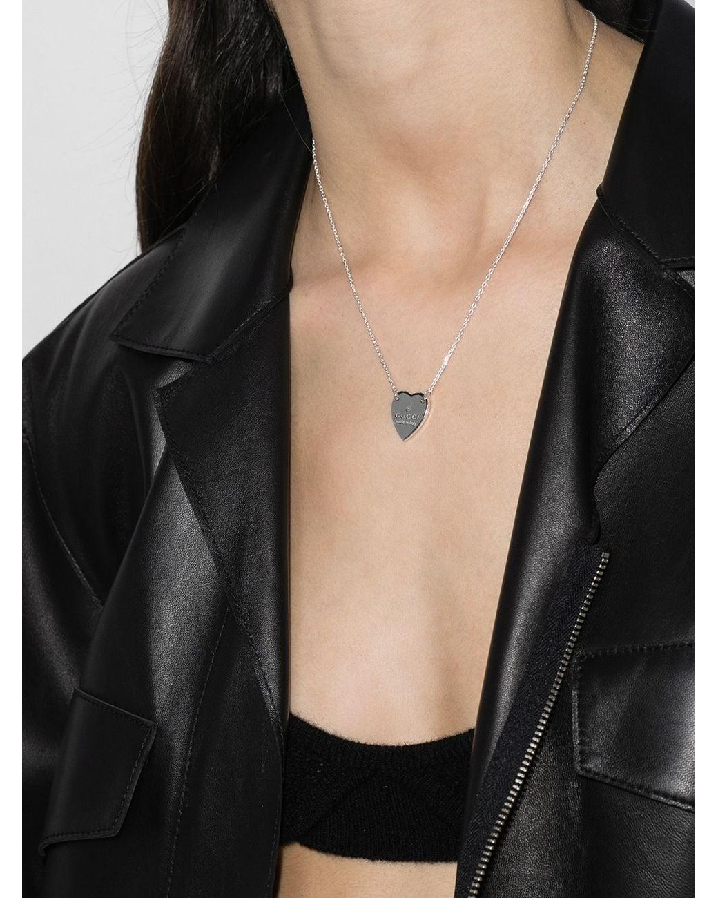 Gucci White Trademark Necklace With Heart Pendant for men