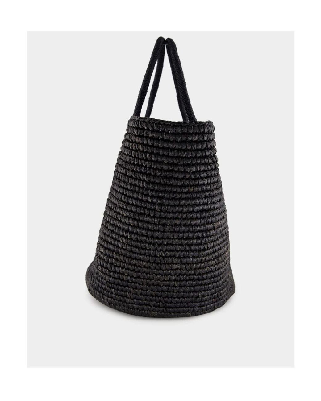 Sensi Studio Black Large Straw Tote Bag