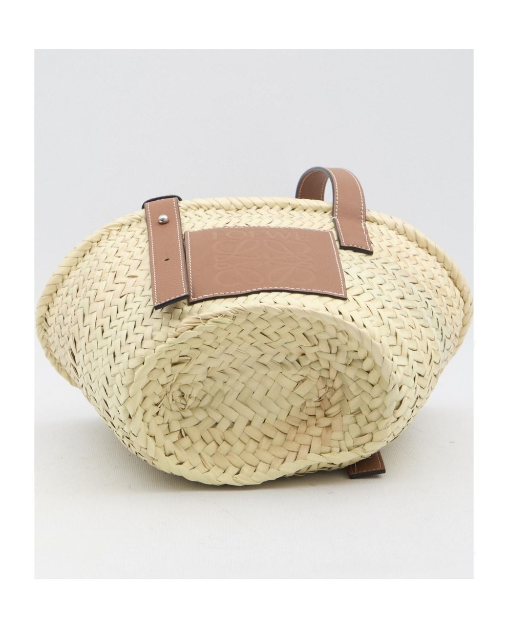 Loewe Brown Logo Patch Interwovened Small Basket Bag