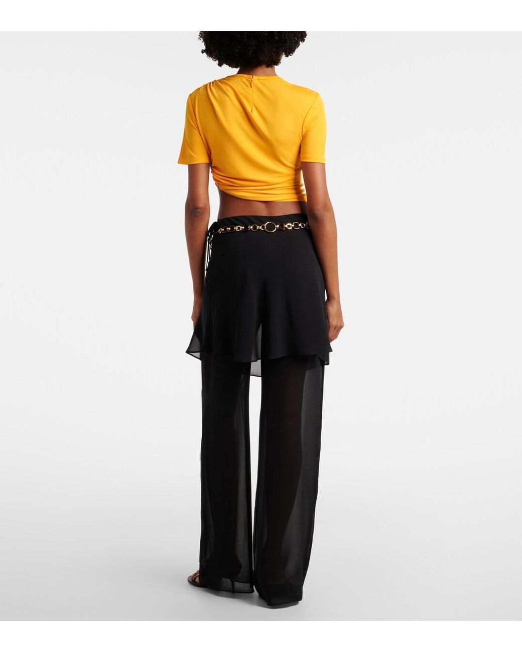 Christopher Esber Black Belted Silk Wide-Leg Pants