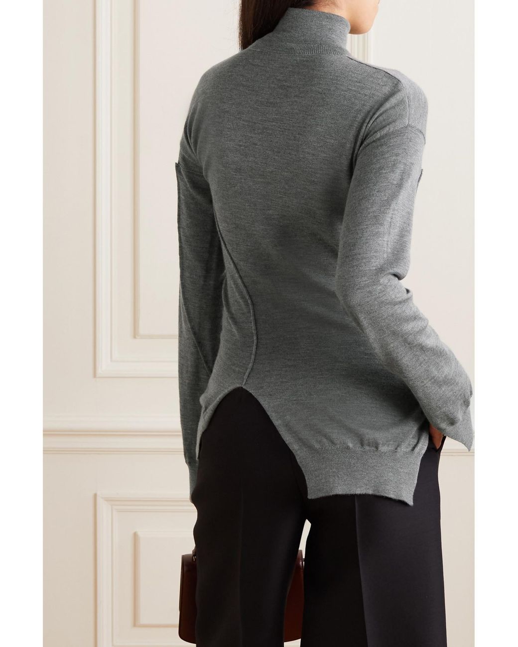 The Row Gray Roll-Neck Asymmetric Knitted Top
