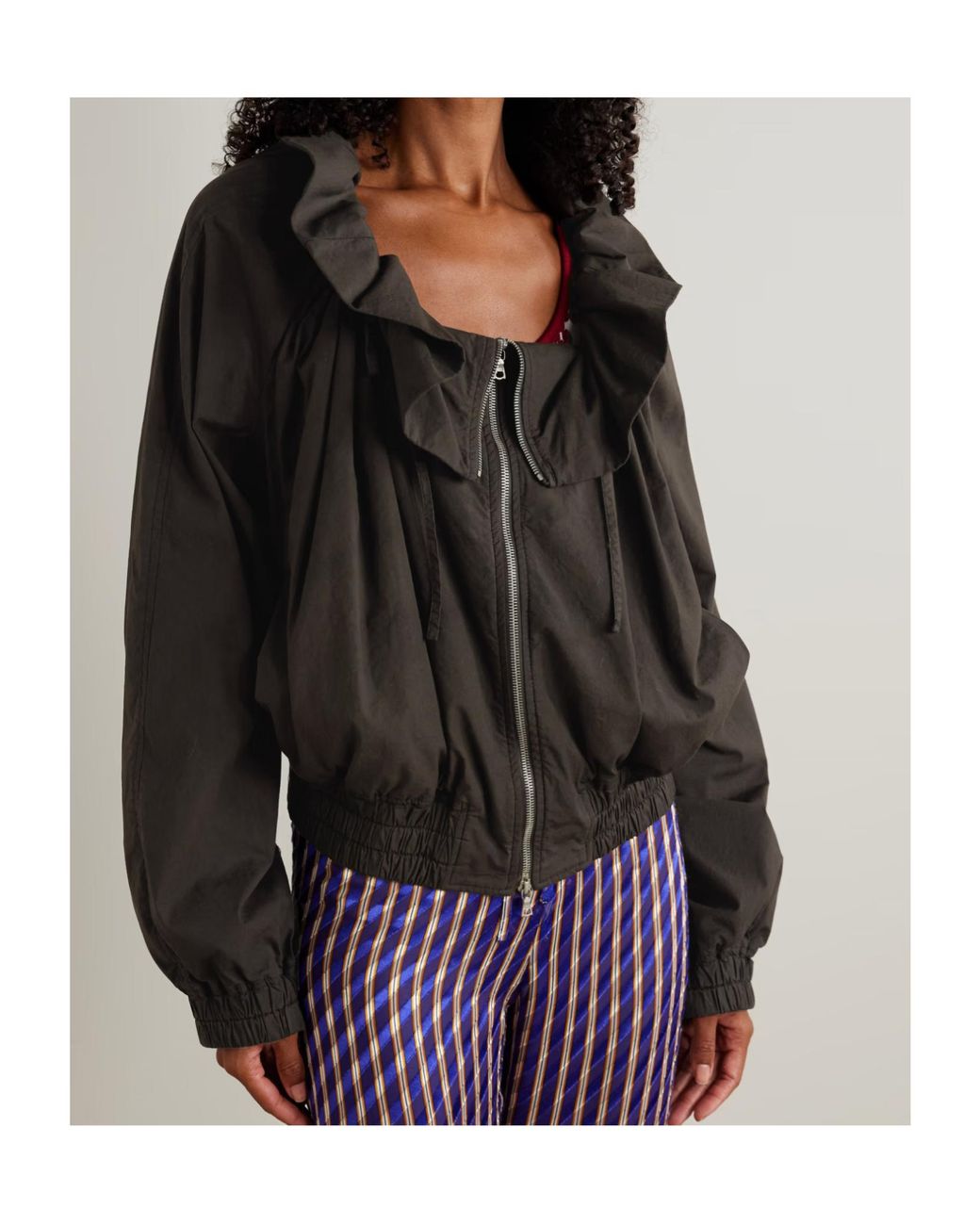 Dries Van Noten Black Ruffled Gathered Cotton-Blend Jacket