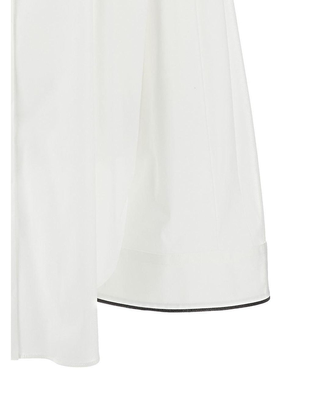 Brunello Cucinelli White Spread-Collared Buttoned Shirt