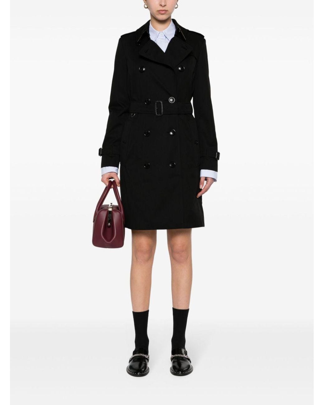 Burberry Black Double Breasted Belted Trench Coat