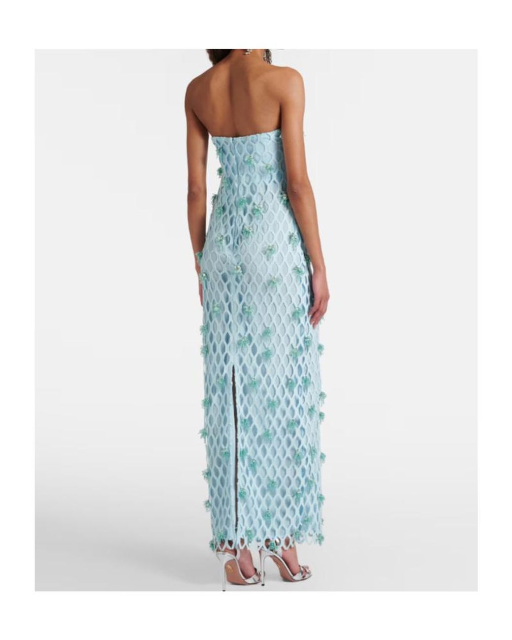Jonathan Simkhai Blue Iridessa Sequined Bustier Gown