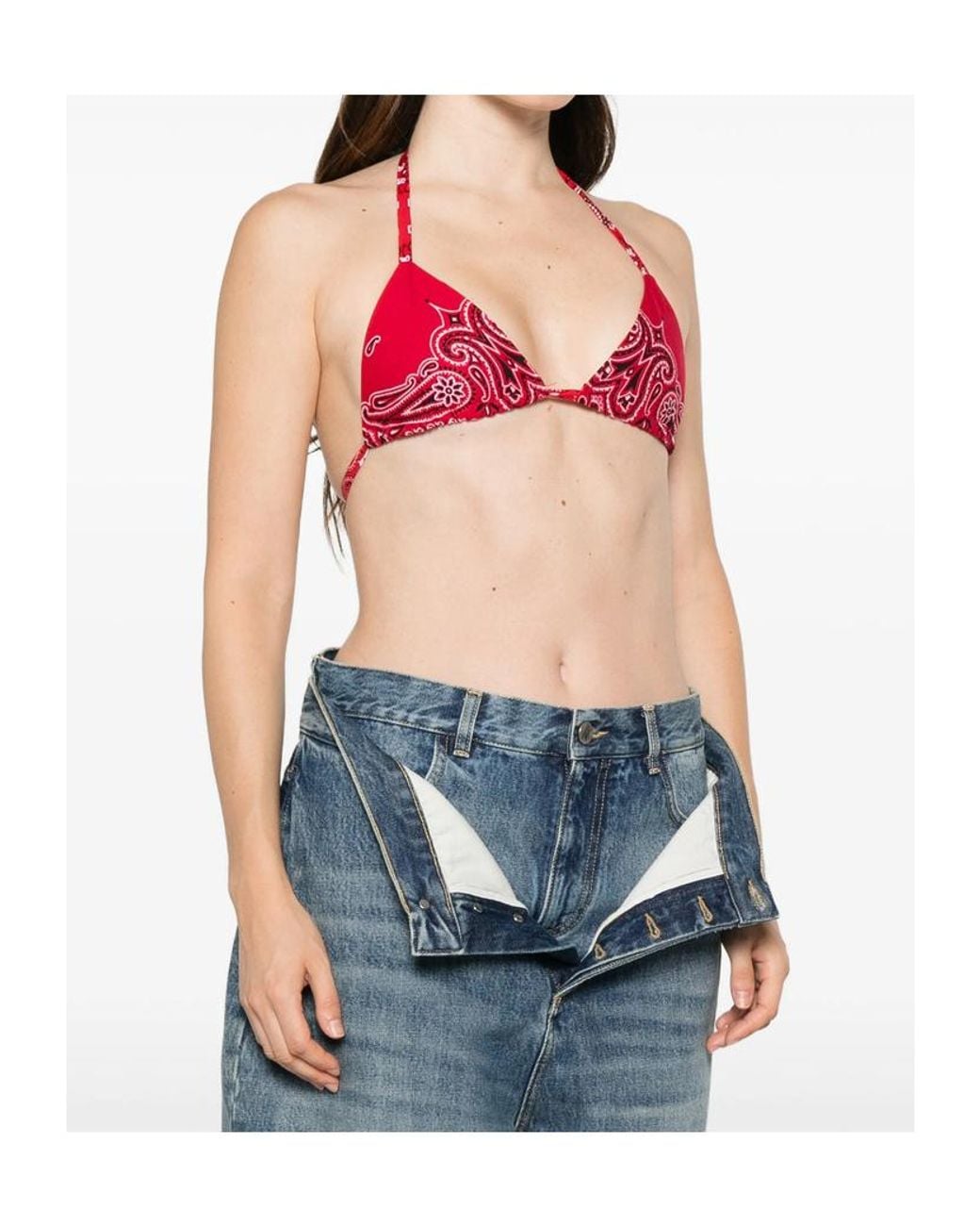 Re/done Red Paisley-Print Top