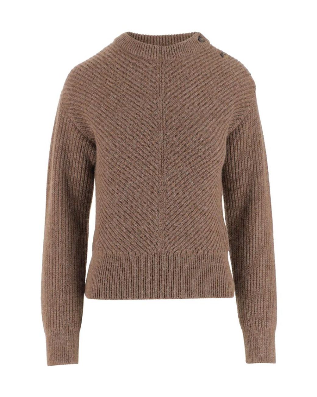 Bottega Veneta Brown Chevron Motif Knit Jumper