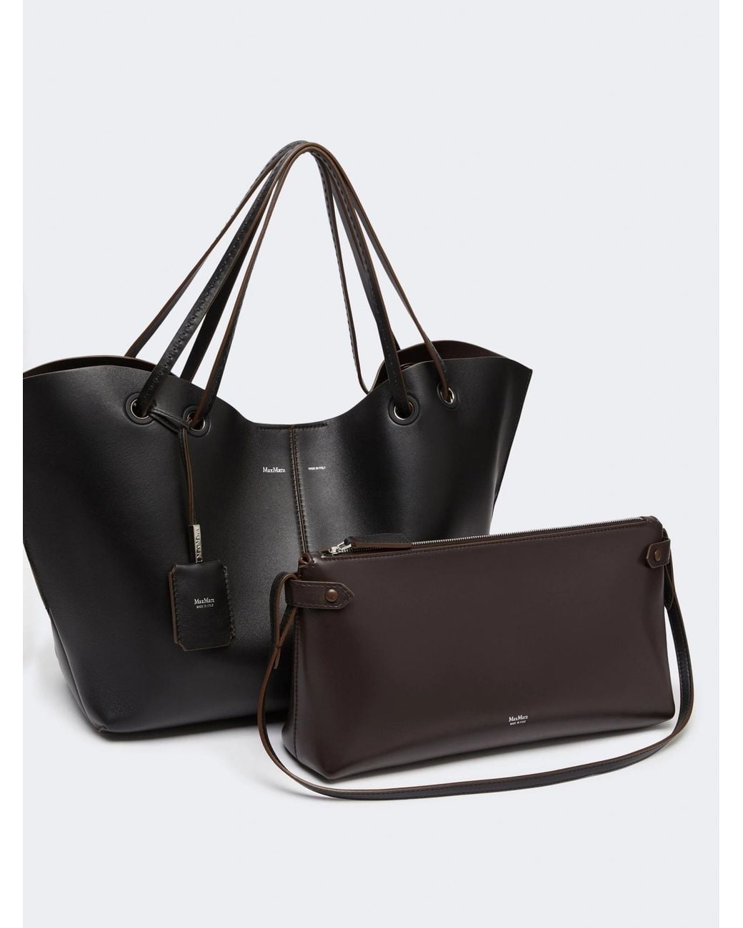 Max Mara Black Double Nappa-Leather Shopper Bag