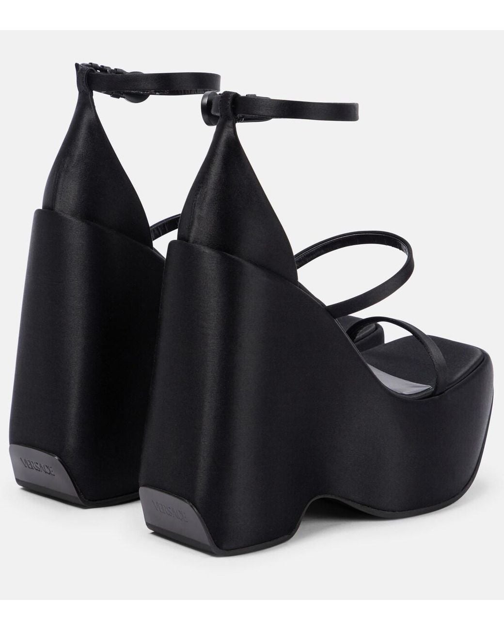 Versace Black Buckle-Detail Platform Sandals