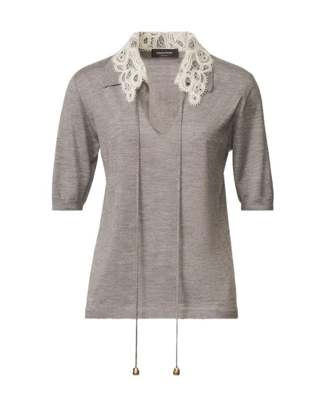 Fabiana Filippi Gray Short-Sleeved T-Shirt