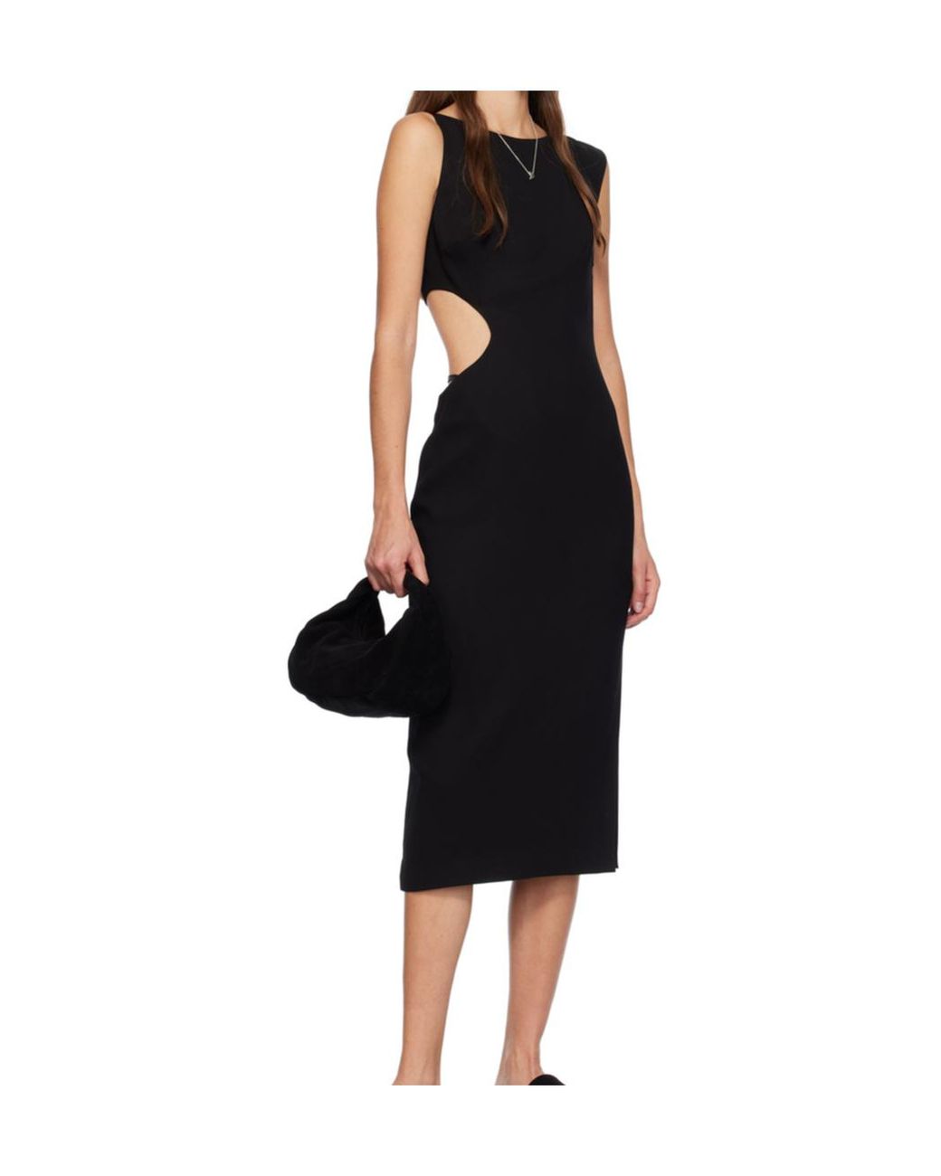 St. Agni Black Arc Cut-Out Detailed Sleeveless Midi Dress