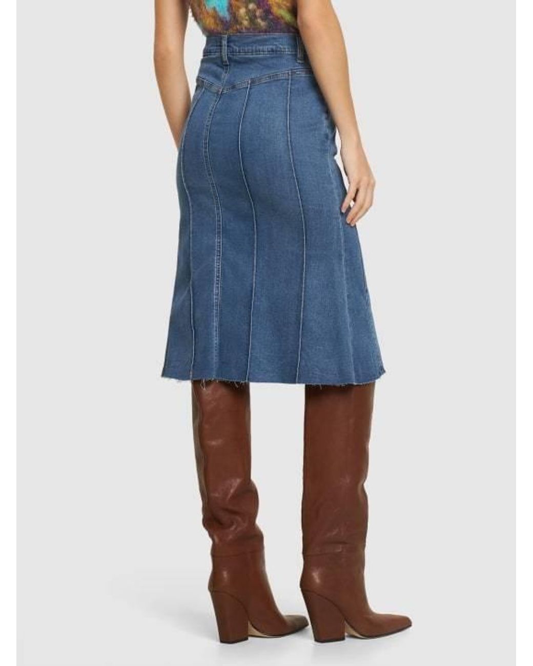 Reformation Blue Juliana Fluted Denim Midi Skirt