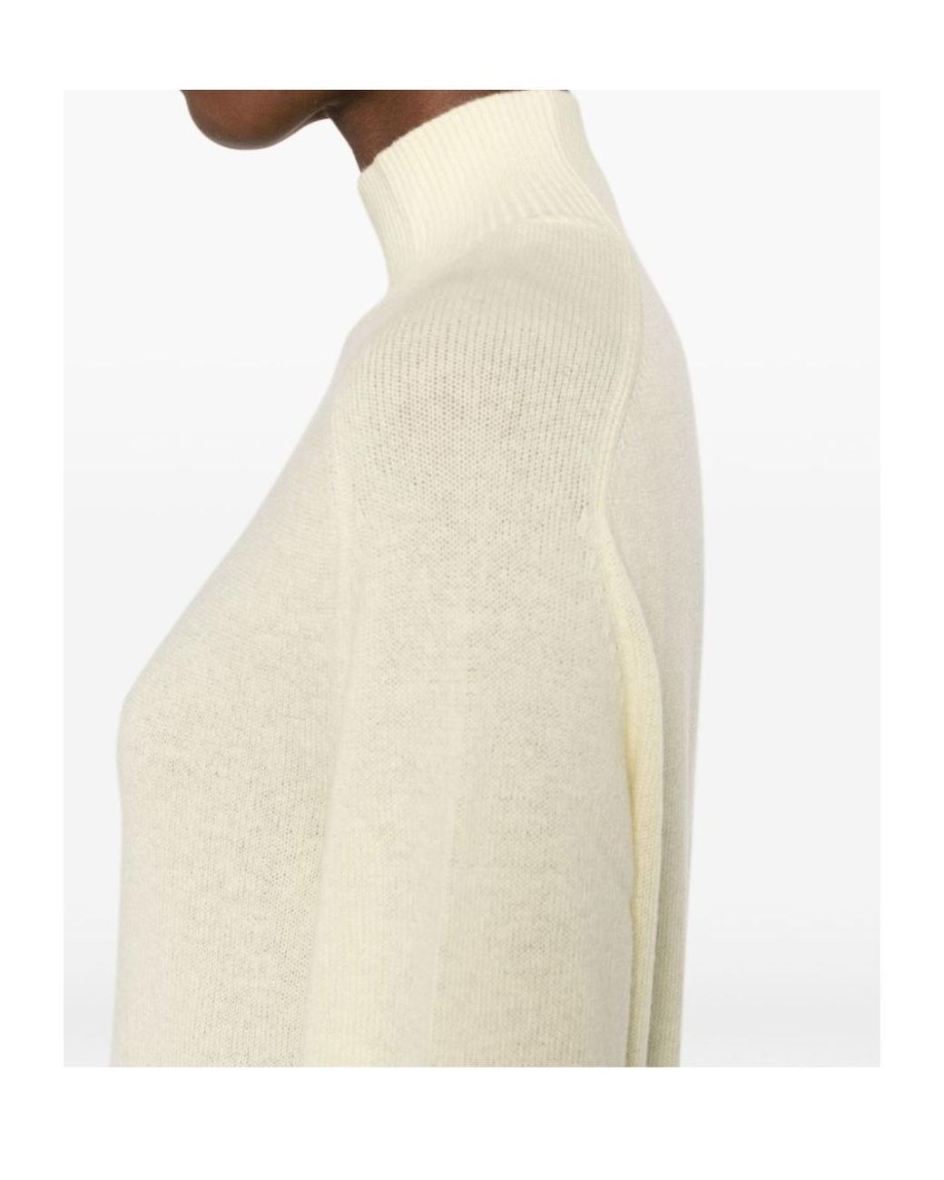 Forte_forte White High-Neck Fine-Knit Jumper