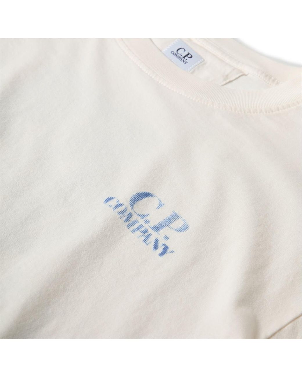 C P Company White Logo Crew Neck T-Shirt for men