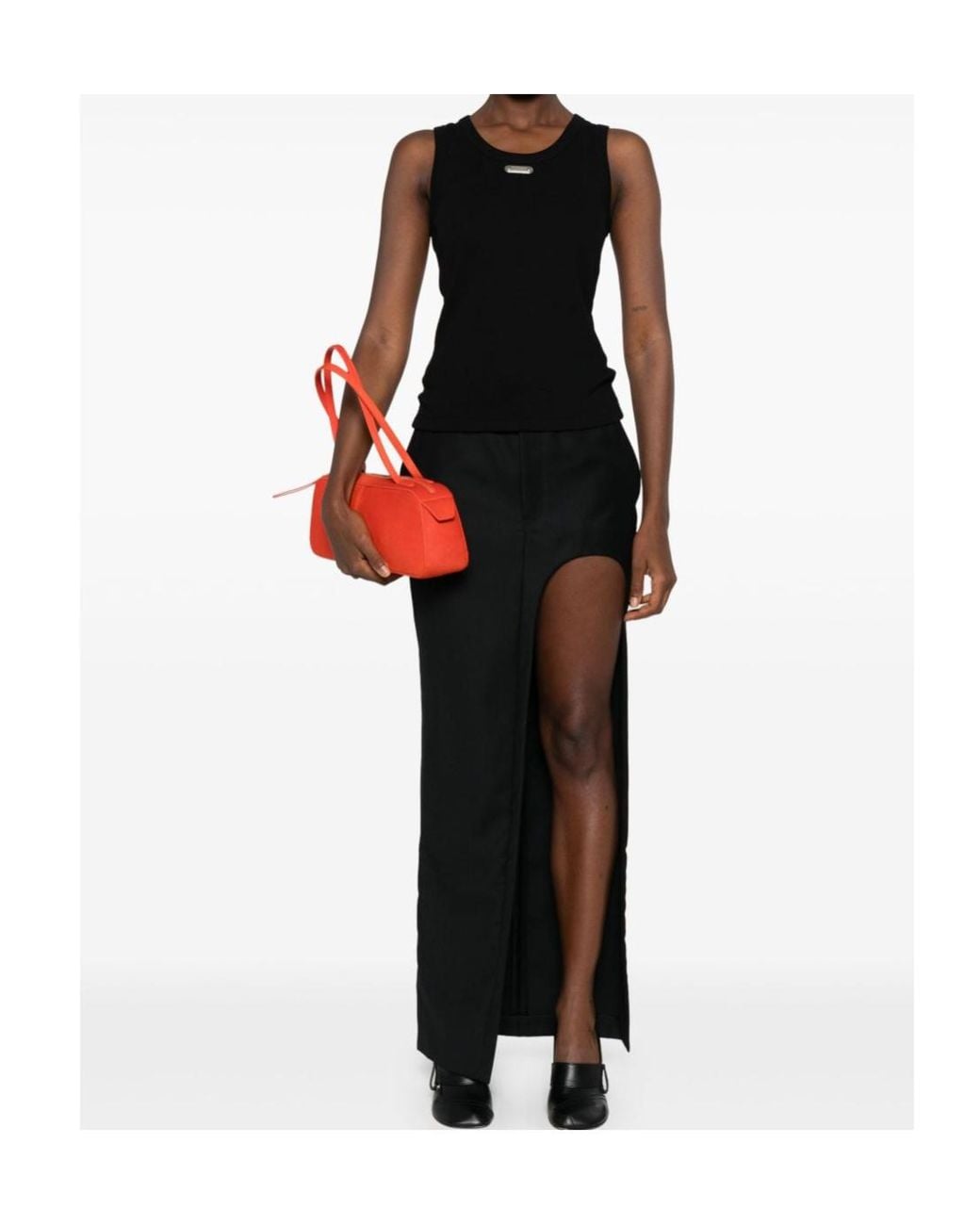 McQueen Black Logo Plaque Ribbed Tank Top