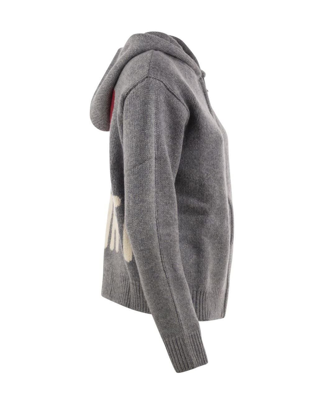 Mc2 Saint Barth Gray Intarsia Zip Hooded Hoodie