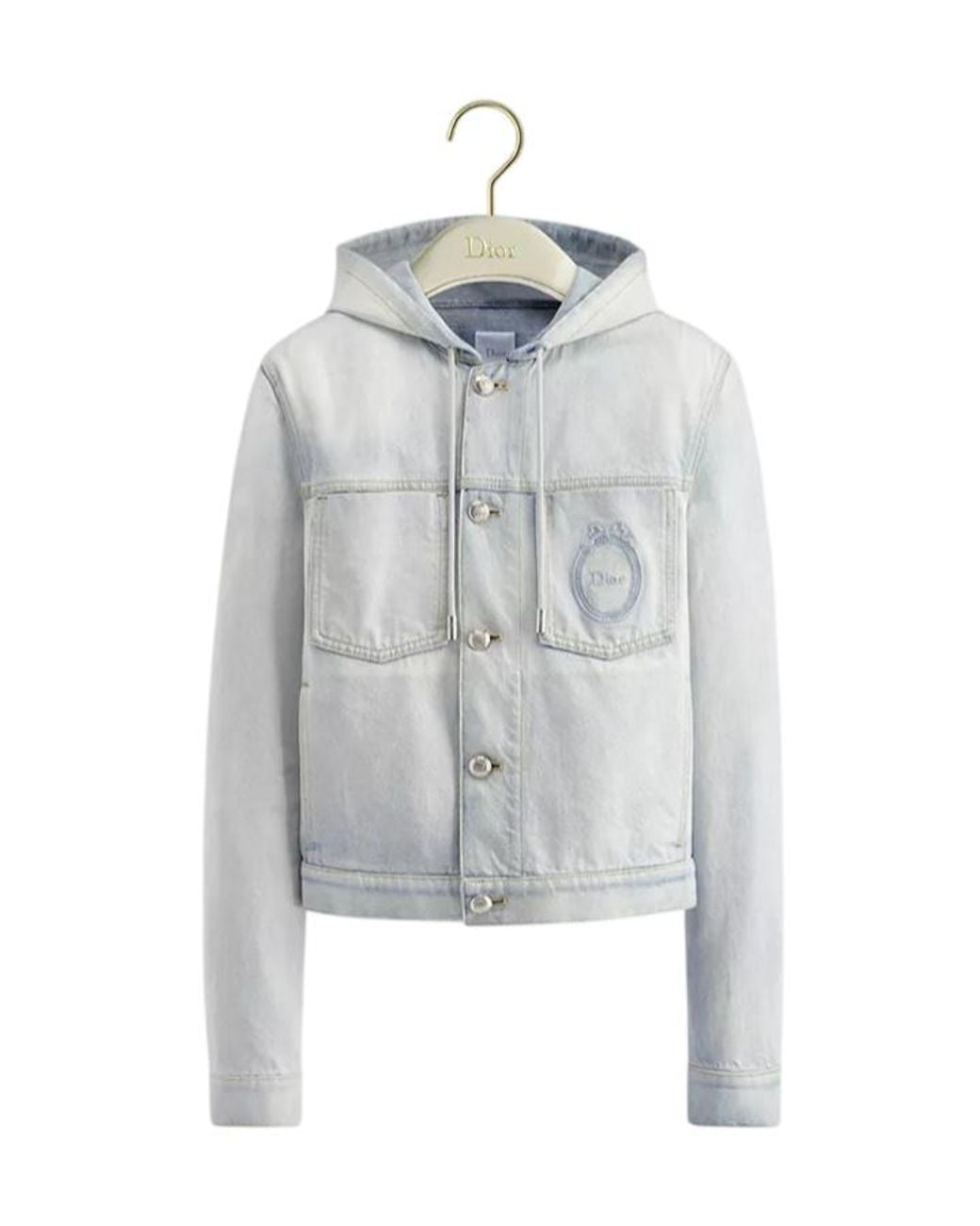 Dior White Medaillon Embroidered Hooded Jacket