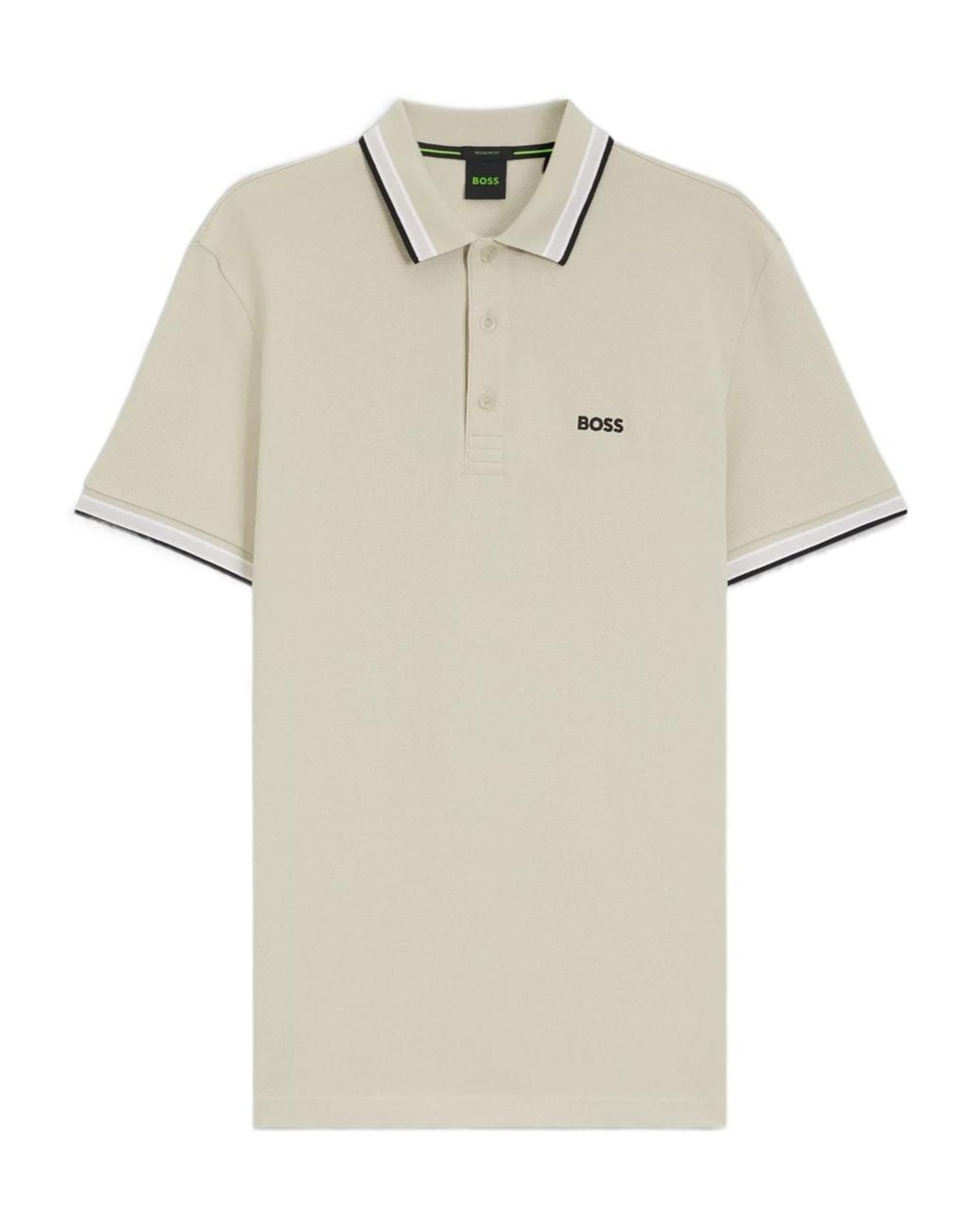 Boss White Tipped Logo Polo Shirt for men