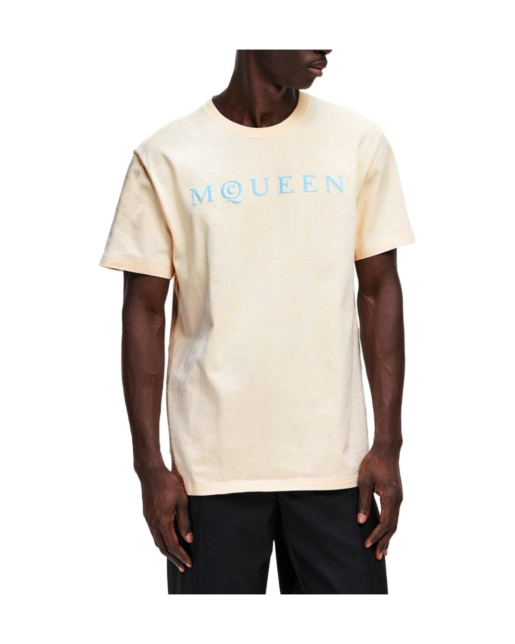 McQueen White Simple Printed T-Shirt for men