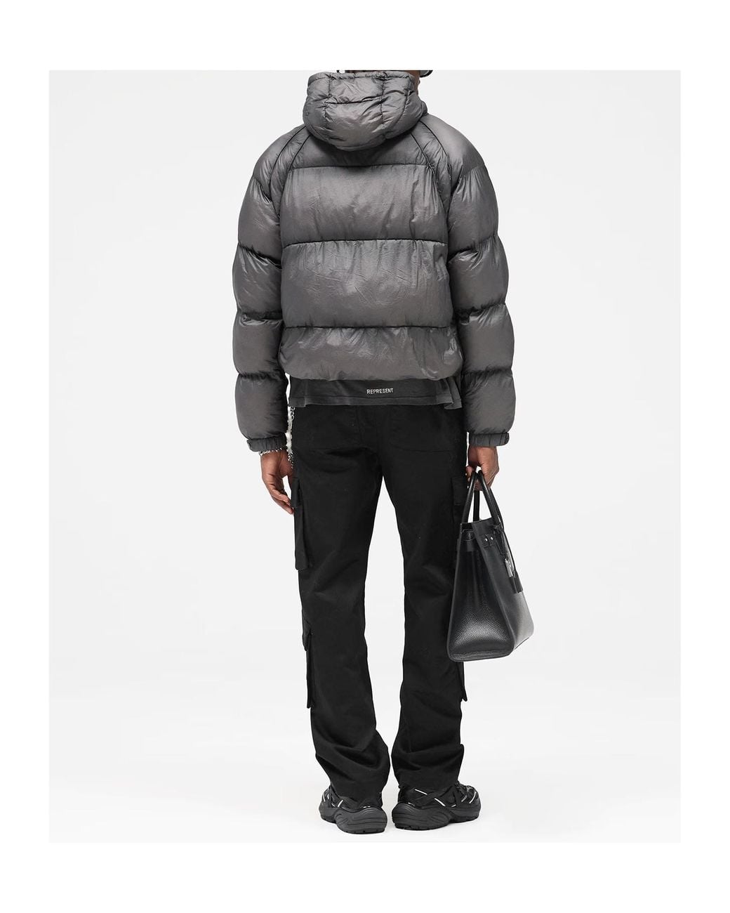 Represent Gray Hooded Down Jacket for men