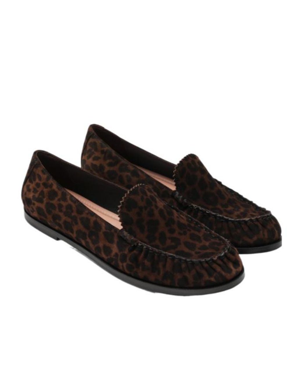 Aquazzura Black Leopard-Print Suede Loafers