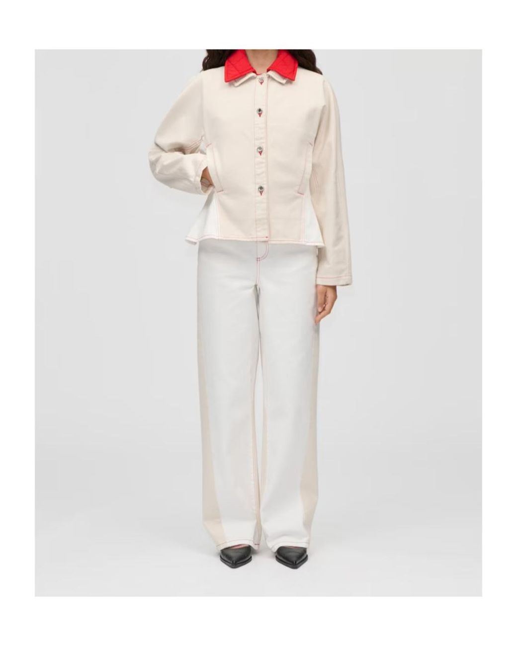 Stine Goya White Logo Denim Jacket