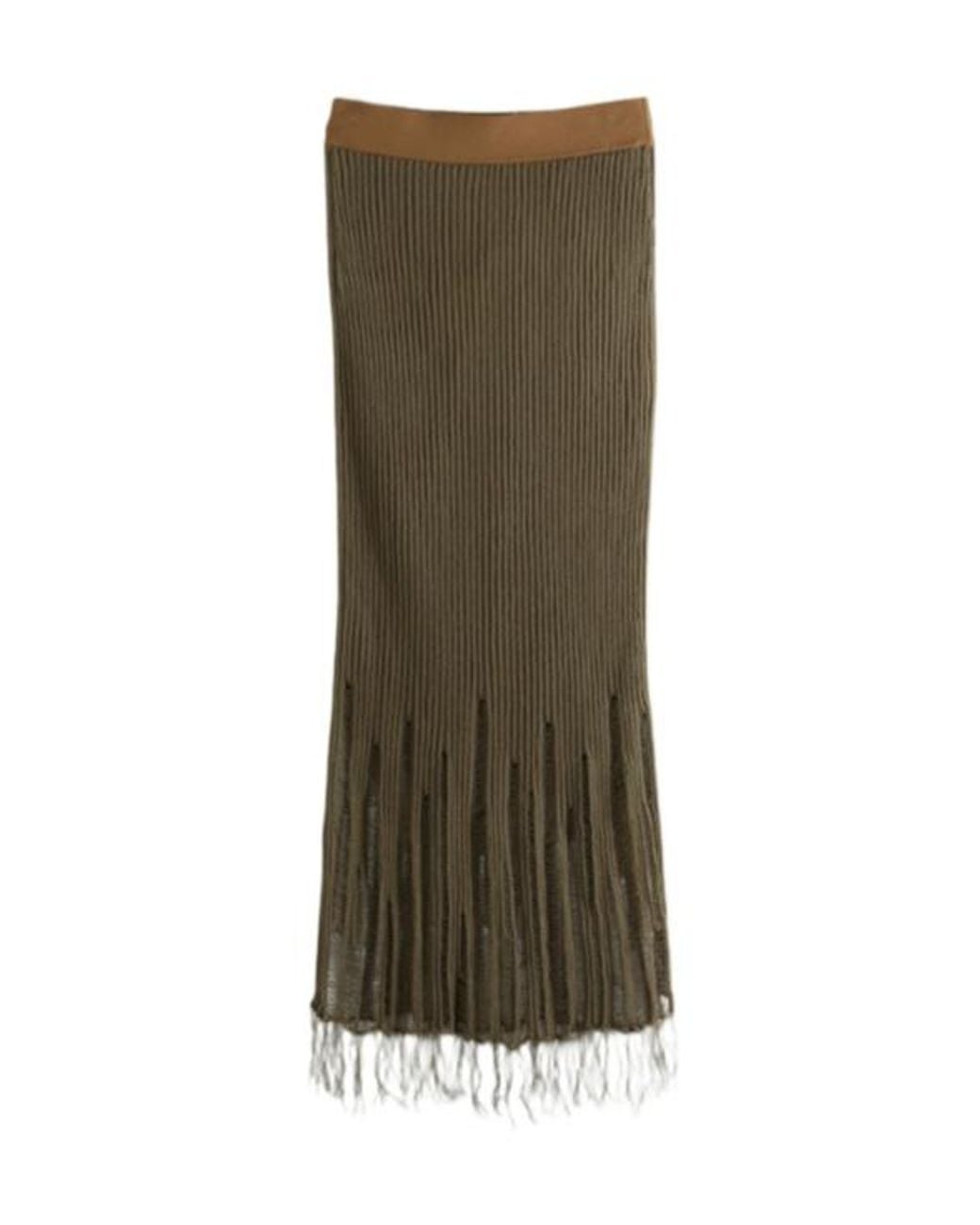 Uma Wang Green Elastic Waist Midi Skirt