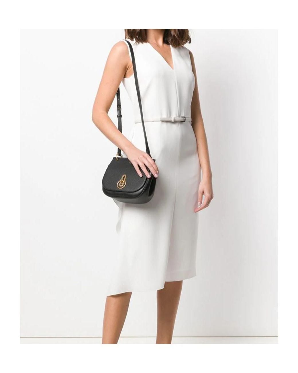 Mulberry Black Amberley Logo Detailed Small Shoulder Bag