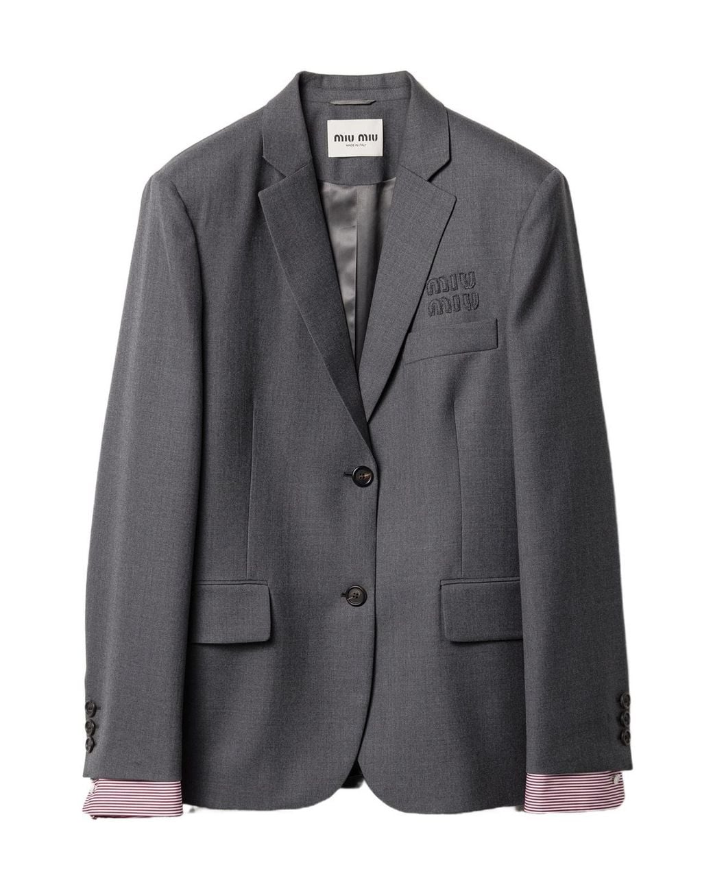 Miu Miu Gray Single-Breasted Suit Jacket