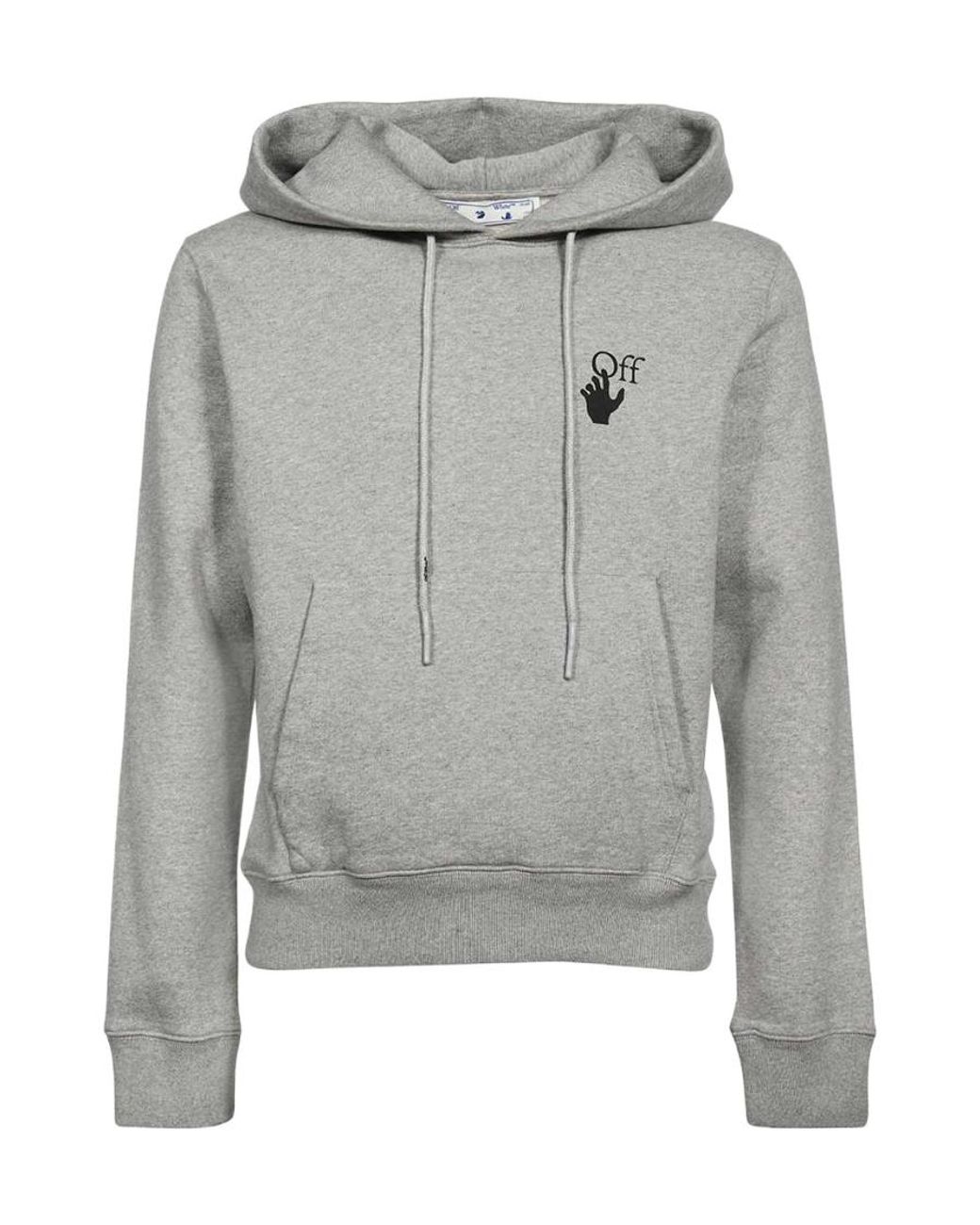 Off-White c/o Virgil Abloh Gray Arrows-Print Logo Drawstring Hoodie for men