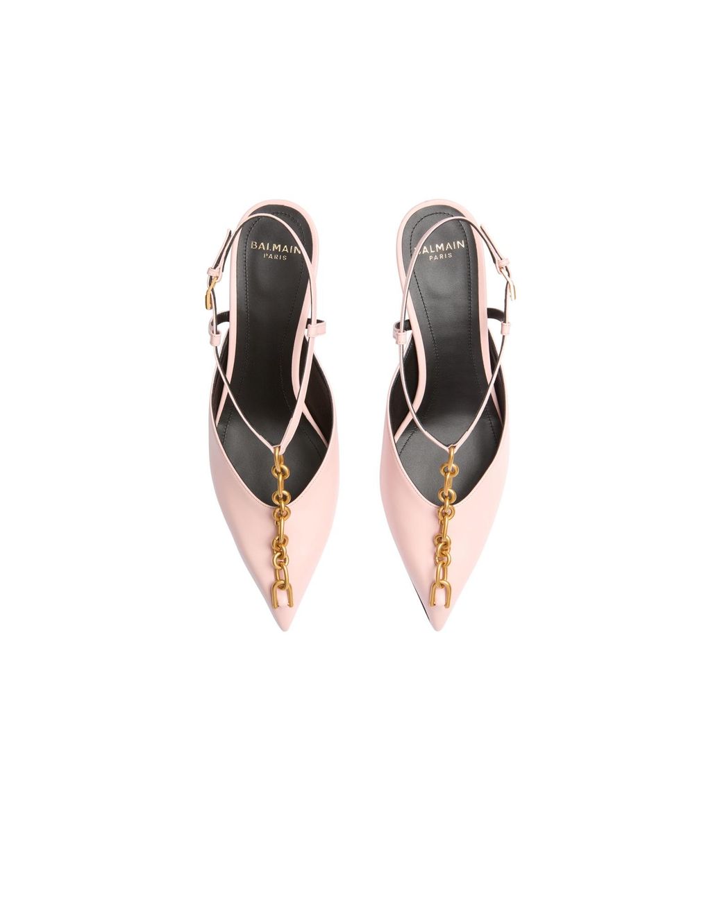 Balmain Pink Sync Chain Kitten Slingbacks