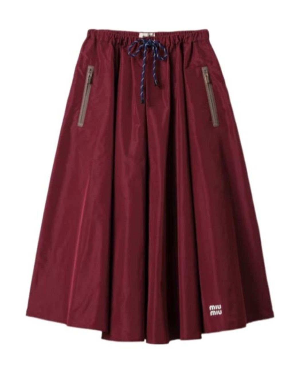 Miu Miu Red Technical Drawstring Midi Skirt