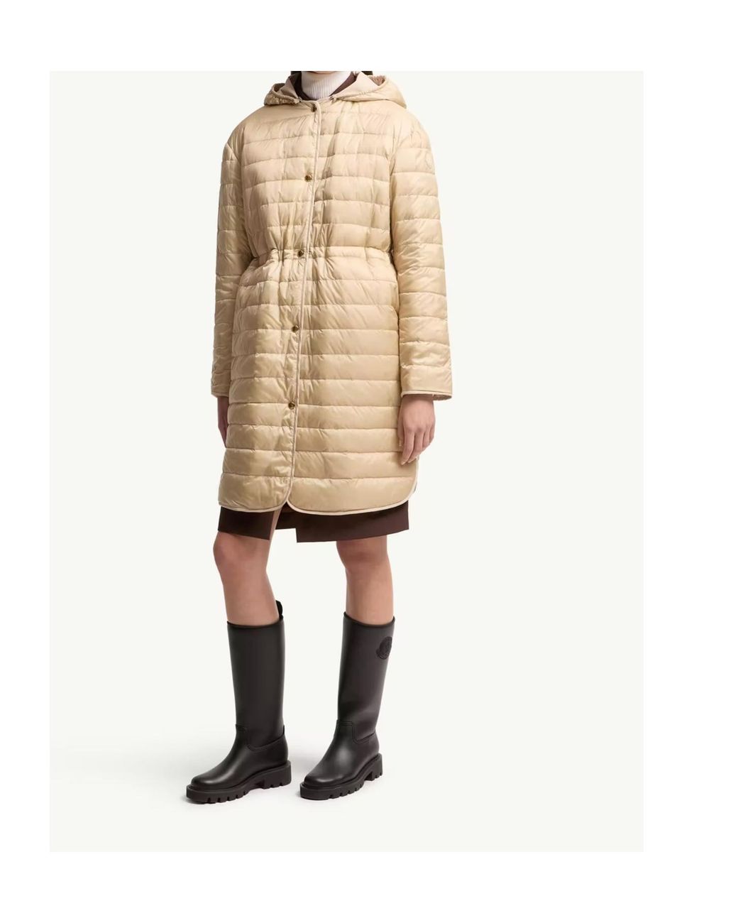 Moncler Natural Thymlong Reversible Hooded Down Parka Coat