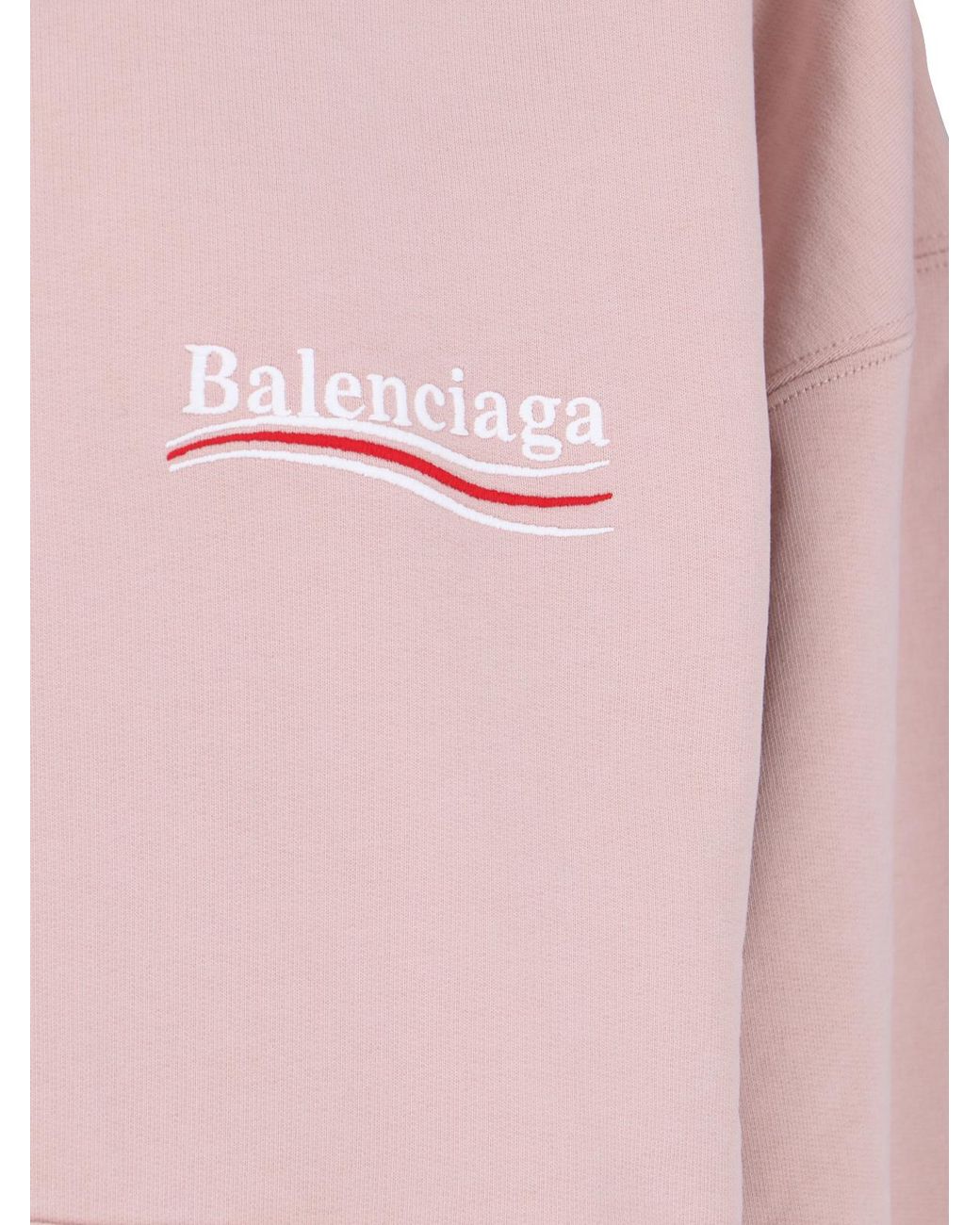 Balenciaga Pink Logo Embroidered Hoodie