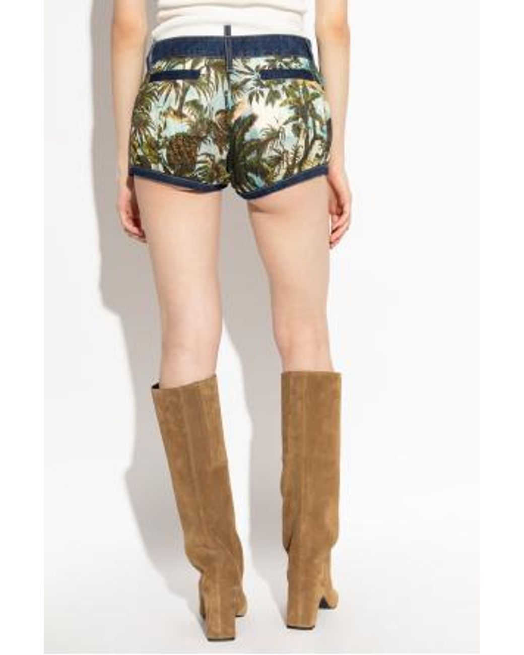 DSquared² Green Pattern-Printed Shorts