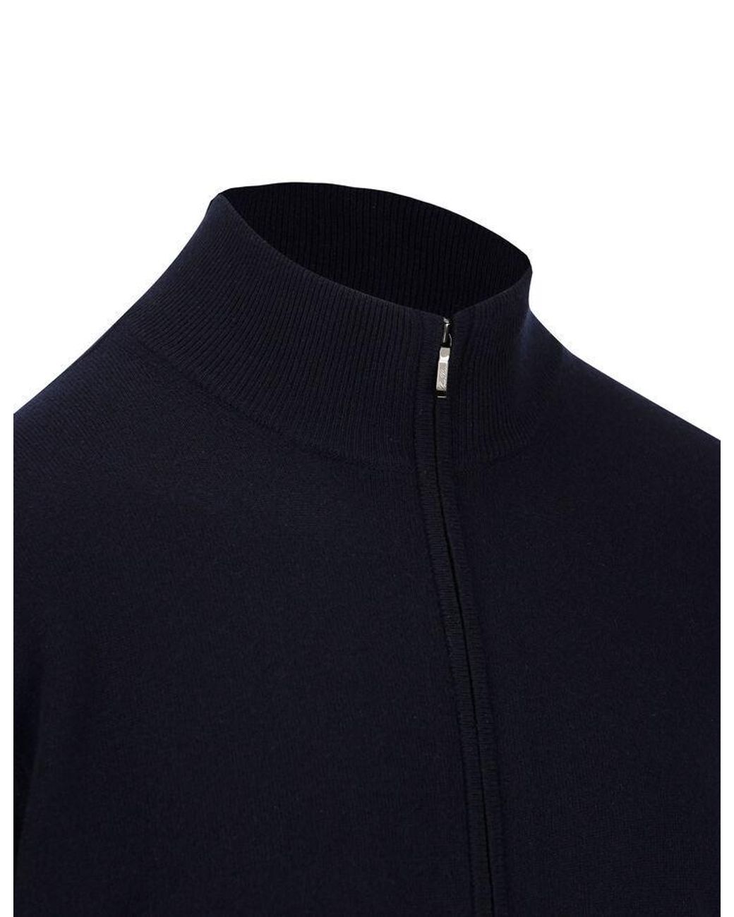 Loro Piana Blue High Neck Zipped Jacket for men
