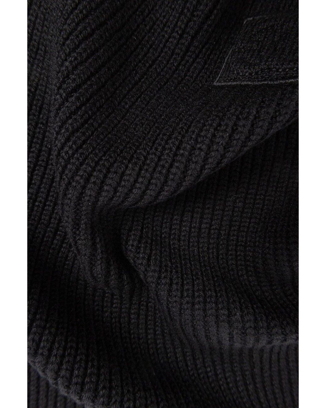 Dolce & Gabbana Black Logo Patch Ribbed Scarf for men