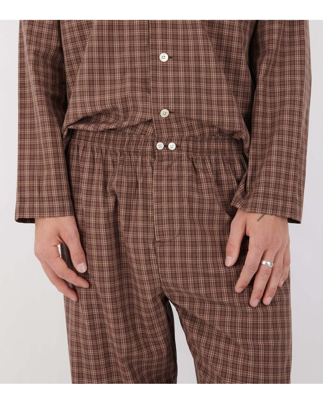 Tekla Brown Plaid Pajama Pants for men
