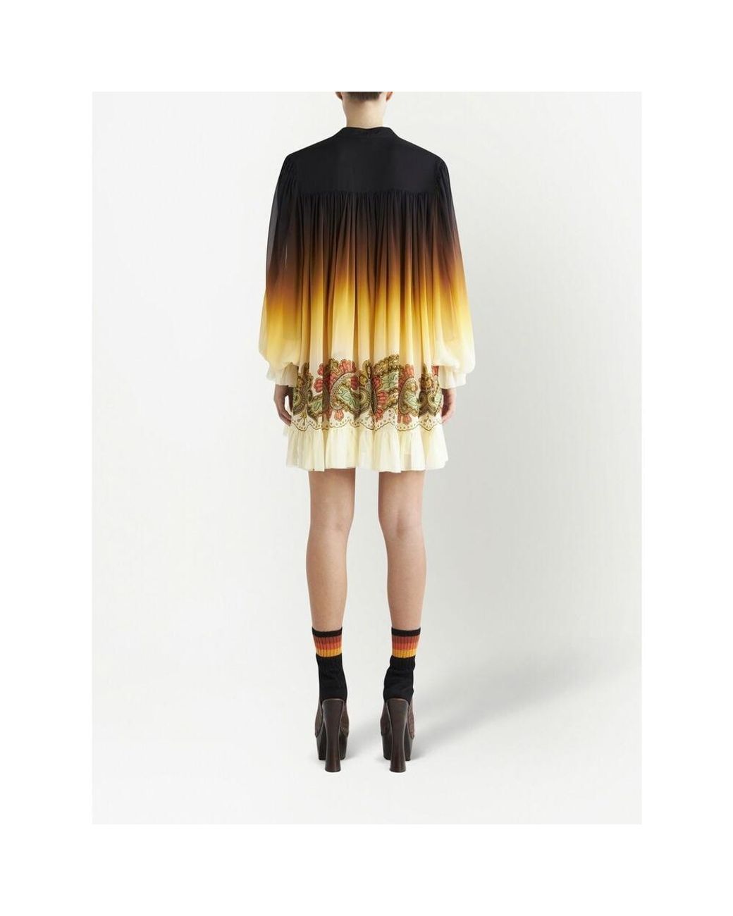 Etro Yellow Ornamental Print Ombré Dress