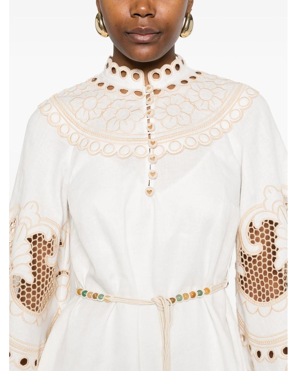 Zimmermann White Embroidered Midi Dress