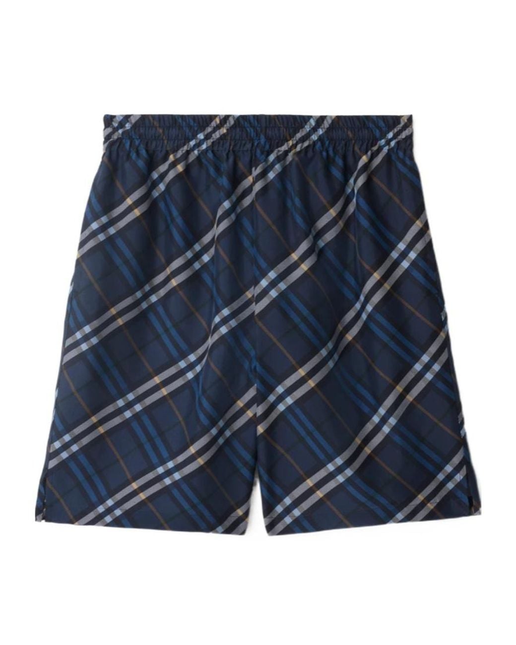 Burberry Blue Silk Poplin Check Shorts for men