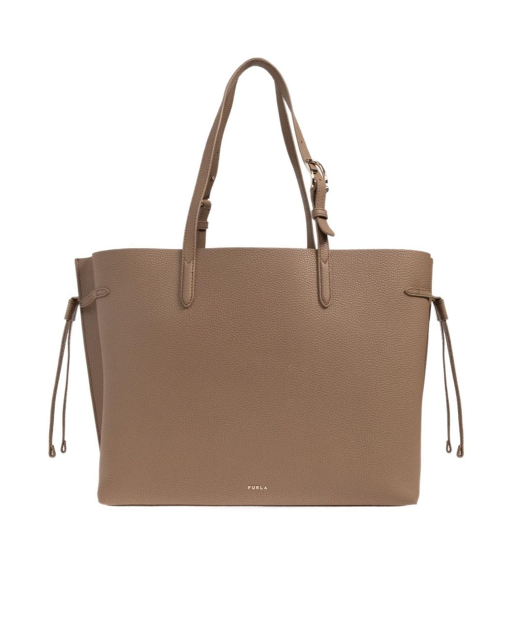 Furla Brown Ava Logo Printed Large Shopper Bag