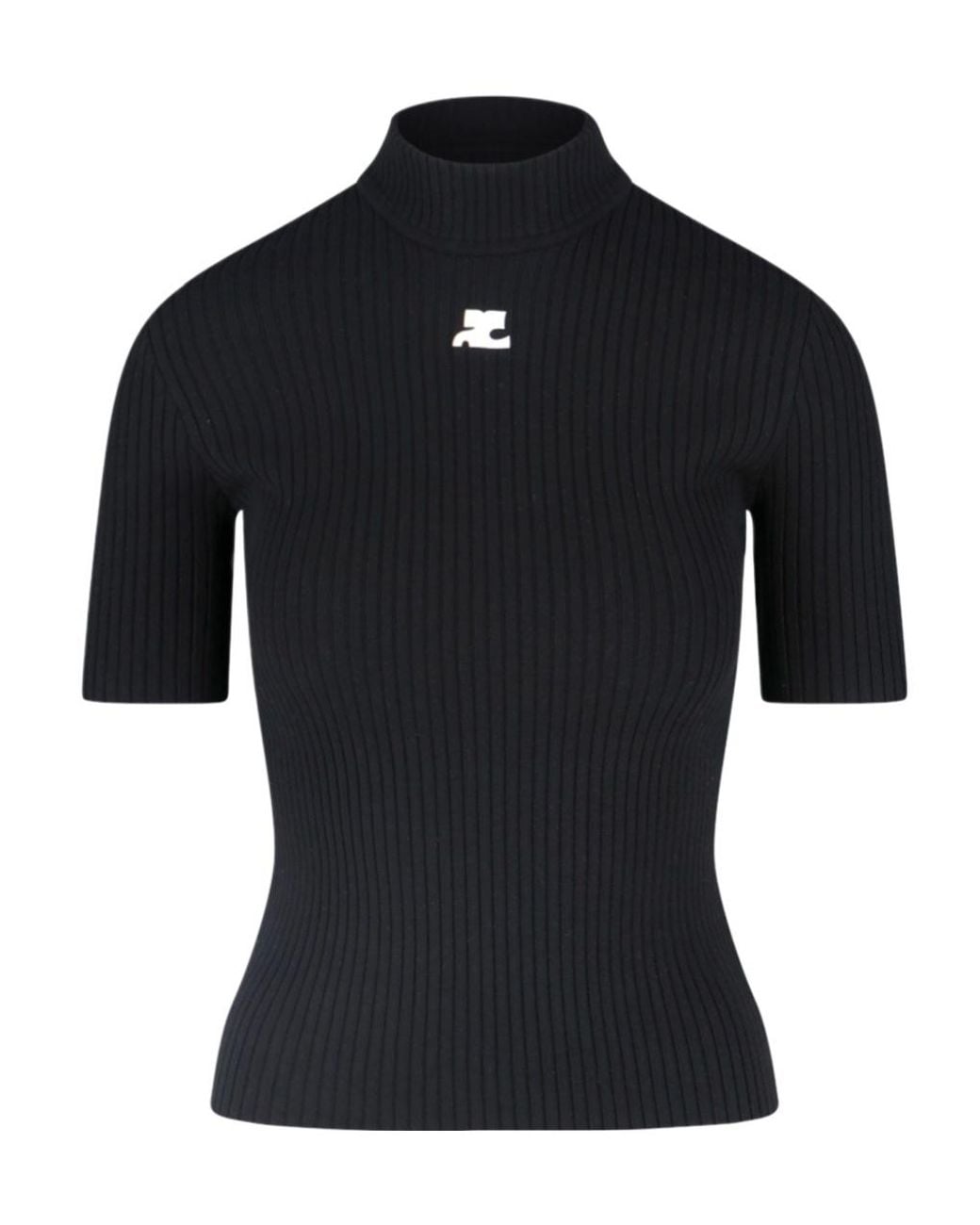 Courreges Black Courrèges Reedition Short-Sleeved Ribbed Jumper