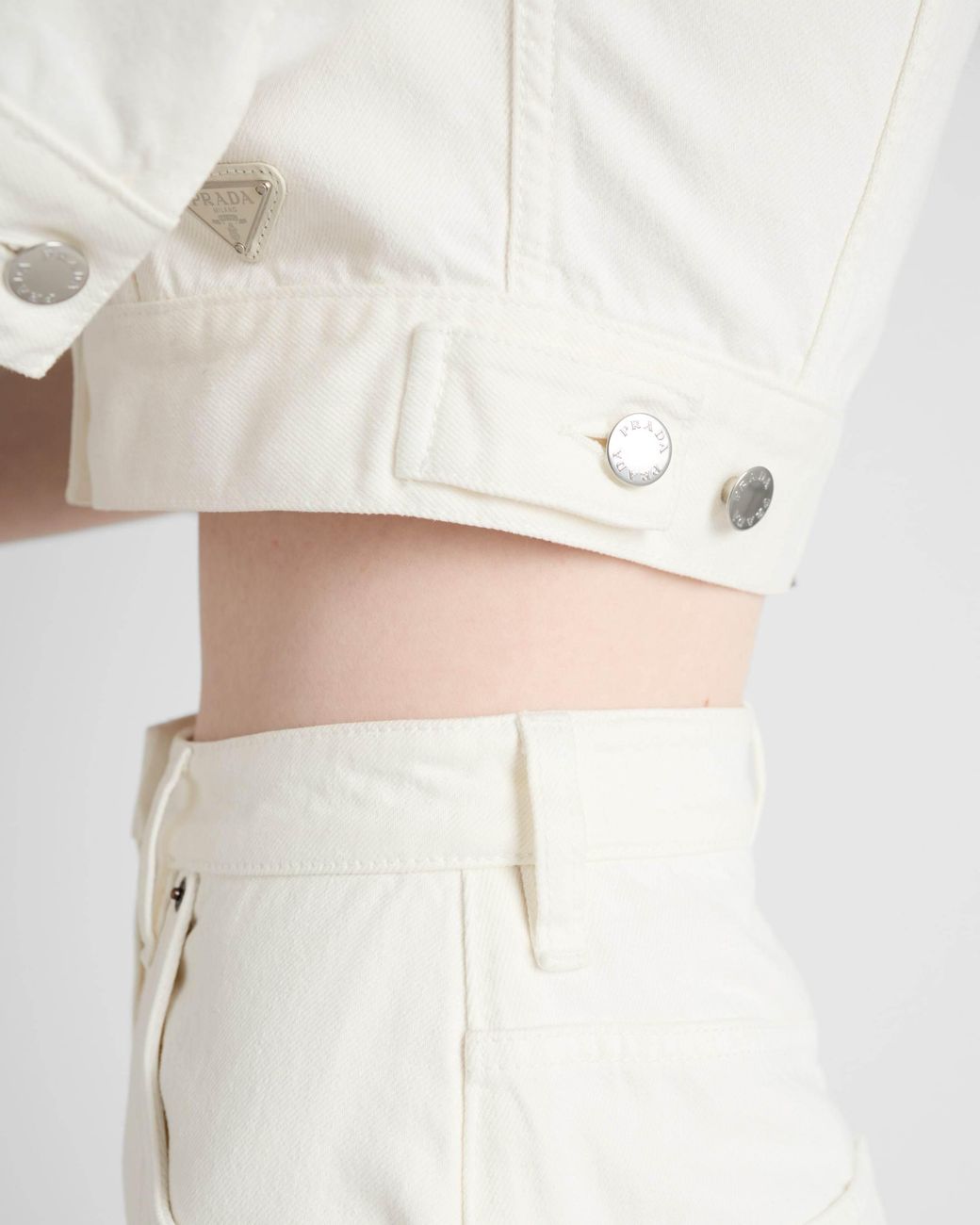 Prada White Cropped Denim Jacket