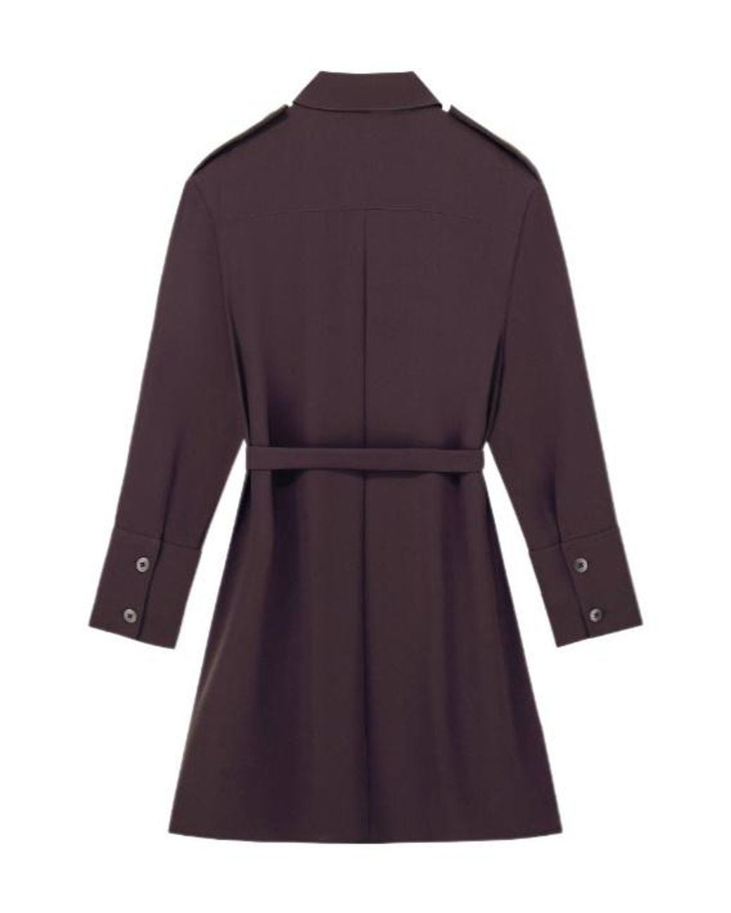 ARMANI EXCHANGE Purple Belted Epaulette Shirt Mini Dress