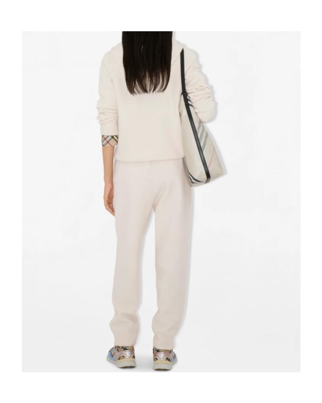 Burberry White Logo Embroidered Tapered Knitted Trousers